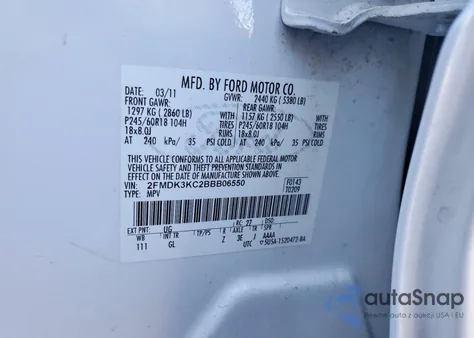 2011 Ford Edge Limited from USA, damaged, VIN 2FMDK3KC2BBB06550
